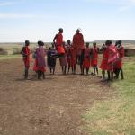 Maasai men dancing